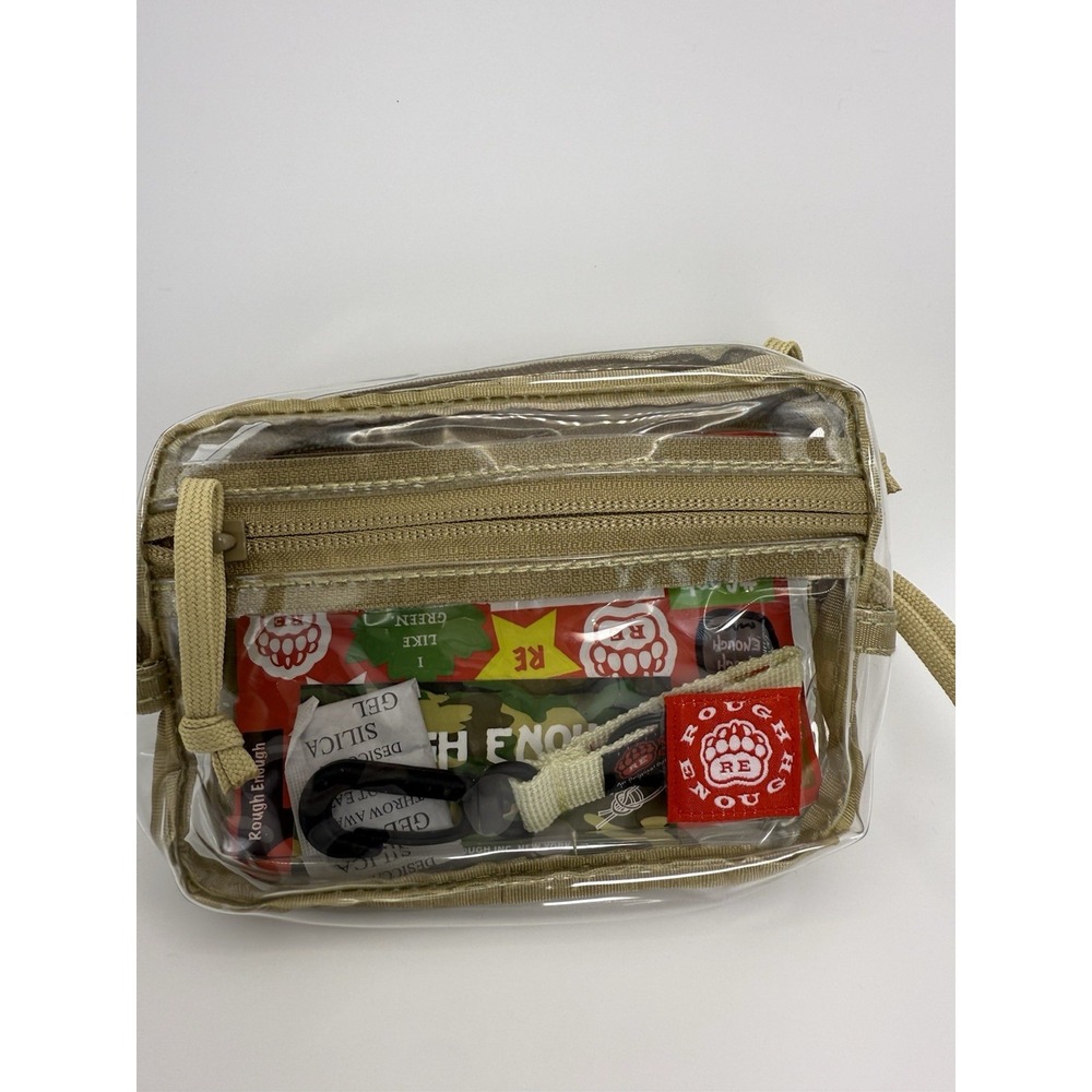 Rough Enough Clear Bag Organizer TSA Stadium Approved Travel Pouch w/ Extra